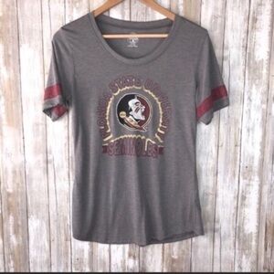 Florida State Seminoles Women’s S Gray Graphic Tee NCAA Game Day Shirt Stripe